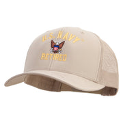 Licensed US Navy Retired Embroidered Retro Trucker Cap - Khaki OSFM