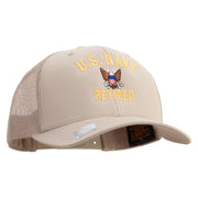 Licensed US Navy Retired Embroidered Retro Trucker Cap - Khaki OSFM