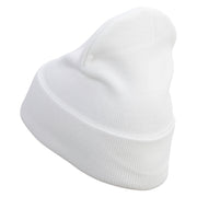 Quest Embroidered 12 Inch Long Knitted Beanie - Olive OSFM