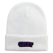 Quest Embroidered 12 Inch Long Knitted Beanie - Olive OSFM
