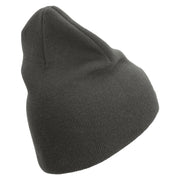 Ooh Rah Symbol Embroidered 8 Inch Solid Knit Short Beanie Made in USA - Charcoal OSFM