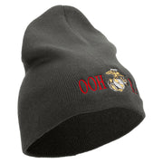 Ooh Rah Symbol Embroidered 8 Inch Solid Knit Short Beanie Made in USA - Charcoal OSFM
