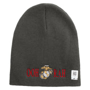 Ooh Rah Symbol Embroidered 8 Inch Solid Knit Short Beanie Made in USA - Charcoal OSFM