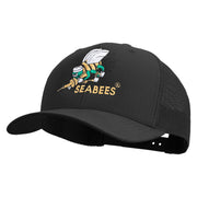 Licensed US Navy Seabees Embroidered Retro Trucker Cap - Black OSFM