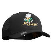 Licensed US Navy Seabees Embroidered Retro Trucker Cap - Black OSFM