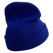 Simple Flowers Embroidered 12 Inch Long Knitted Beanie - Royal OSFM