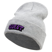 Quest Embroidered 12 Inch Long Knitted Beanie - Heather-Grey OSFM