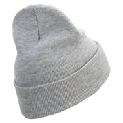Quest Embroidered 12 Inch Long Knitted Beanie - Heather-Grey OSFM