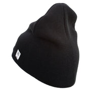 Ooh Rah Symbol Embroidered 8 Inch Solid Knit Short Beanie Made in USA - Black OSFM