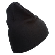 Ooh Rah Symbol Embroidered 8 Inch Solid Knit Short Beanie Made in USA - Black OSFM