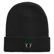 Brazil Butterfly Logo Embroidered Waffle Knit Cuff Beanie - Black OSFM