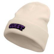 Quest Embroidered 12 Inch Long Knitted Beanie - Birch OSFM