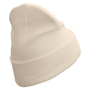 Quest Embroidered 12 Inch Long Knitted Beanie - Birch OSFM