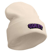 Quest Embroidered 12 Inch Long Knitted Beanie - Birch OSFM