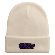 Quest Embroidered 12 Inch Long Knitted Beanie - Birch OSFM