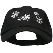 Snowflakes Embroidered Unstructured Washed Cap