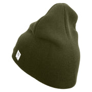 Ooh Rah Symbol Embroidered 8 Inch Solid Knit Short Beanie Made in USA - Olive OSFM