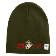 Ooh Rah Symbol Embroidered 8 Inch Solid Knit Short Beanie Made in USA - Olive OSFM