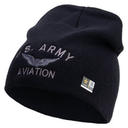 Licensed US Army Aviation Embroidered 8 Inch Knitted Short Beanie - Navy OSFM