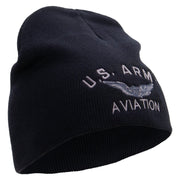 Licensed US Army Aviation Embroidered 8 Inch Knitted Short Beanie - Navy OSFM