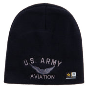 Licensed US Army Aviation Embroidered 8 Inch Knitted Short Beanie - Navy OSFM