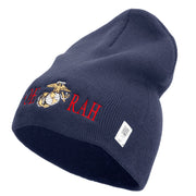 Ooh Rah Symbol Embroidered 8 Inch Solid Knit Short Beanie Made in USA - Navy OSFM