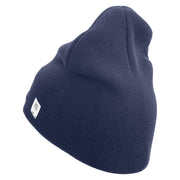Ooh Rah Symbol Embroidered 8 Inch Solid Knit Short Beanie Made in USA - Navy OSFM
