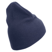 Ooh Rah Symbol Embroidered 8 Inch Solid Knit Short Beanie Made in USA - Navy OSFM