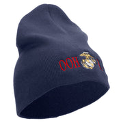 Ooh Rah Symbol Embroidered 8 Inch Solid Knit Short Beanie Made in USA - Navy OSFM