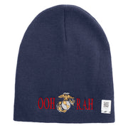 Ooh Rah Symbol Embroidered 8 Inch Solid Knit Short Beanie Made in USA - Navy OSFM