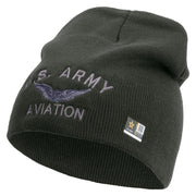 Licensed US Army Aviation Embroidered 8 Inch Knitted Short Beanie - Dk-Grey OSFM