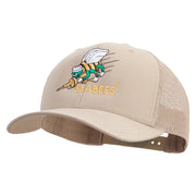 Licensed US Navy Seabees Embroidered Retro Trucker Cap - Khaki OSFM