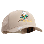 Licensed US Navy Seabees Embroidered Retro Trucker Cap - Khaki OSFM