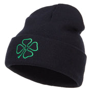 Four Leaf Irish Clover Embroidered Long Beanie