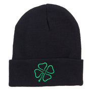 Four Leaf Irish Clover Embroidered Long Beanie