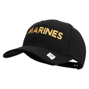 Marines Letter Embroidered 6 Panel Structured Cotton Twill Cap Made in USA - Black OSFM