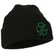 Four Leaf Clover Embroidered Watch Beanie