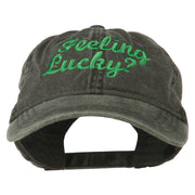 Feeling Lucky Embroidered Washed Cap