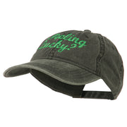 Feeling Lucky Embroidered Washed Cap