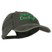 Feeling Lucky Embroidered Washed Cap