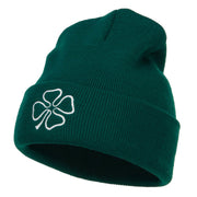 Four Leaf Irish Clover Embroidered Long Beanie