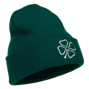 Four Leaf Irish Clover Embroidered Long Beanie