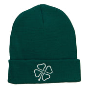 Four Leaf Irish Clover Embroidered Long Beanie