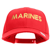 Marines Letter Embroidered 6 Panel Structured Cotton Twill Cap Made in USA - Red OSFM