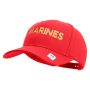 Marines Letter Embroidered 6 Panel Structured Cotton Twill Cap Made in USA - Red OSFM