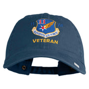 Eleventh Air Force Veteran Embroidered Washed Solid Pigment Dyed Cotton Twill Brass Buckle Cap - Navy OSFM