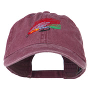 Fishing Fly Embroidered Washed Cap