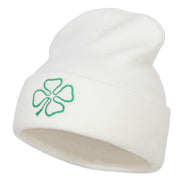 Four Leaf Irish Clover Embroidered Long Beanie