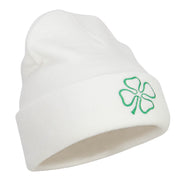 Four Leaf Irish Clover Embroidered Long Beanie