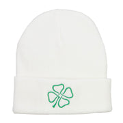 Four Leaf Irish Clover Embroidered Long Beanie